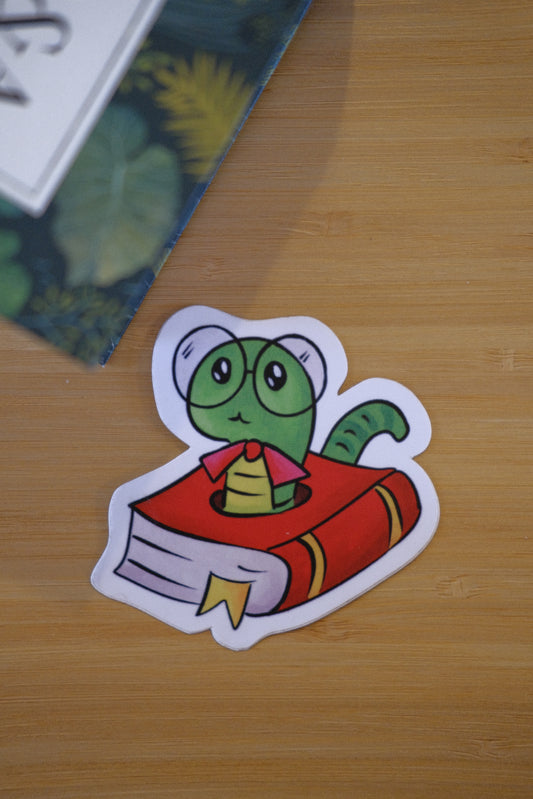 Bookworm Vinyl Waterproof Sticker