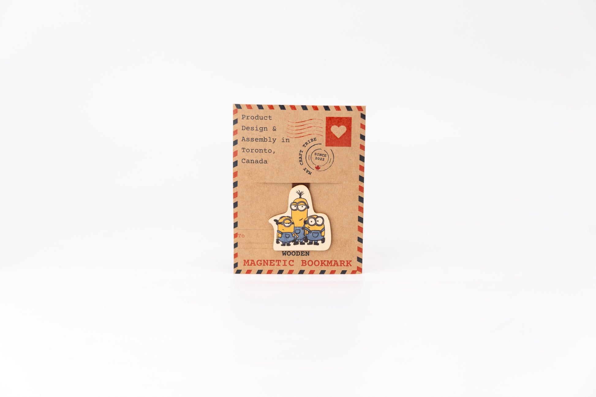 "Cute Minion wooden magnet bookmark"
"Handcrafted wooden Minion bookmark with magnet clasp"
"Eco-friendly wooden Minion bookmark for cartoon fans"
"Wooden Minion magnetic bookmark on an open book"
"Handmade Minion bookmark with light magnet for secure fit"
"Minion magnetic bookmark for books, planners, and journals"
"Unique Minion gift for readers and animated movie enthusiasts"