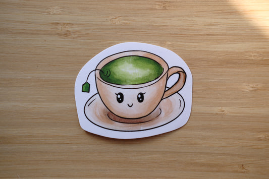 Tea Cup Vinyl Waterproof Sticker