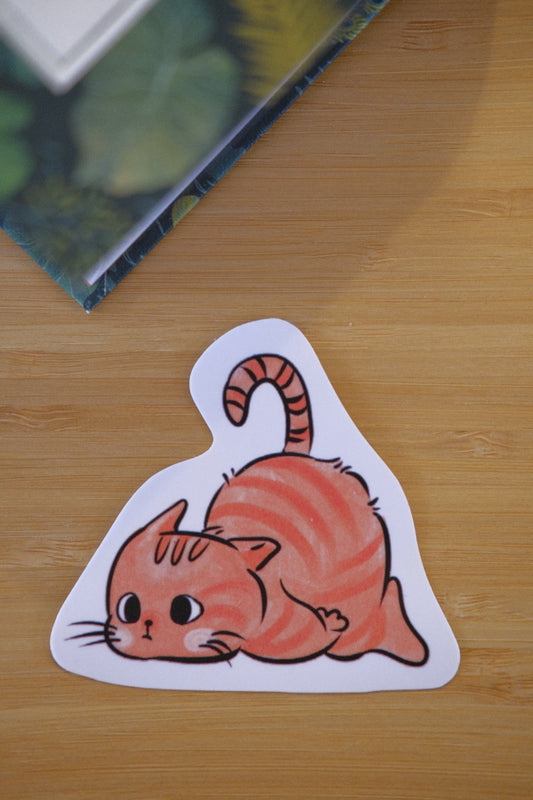 Orange Cat Vinyl Waterproof Sticker